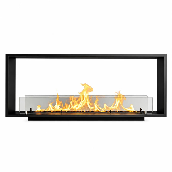 Venere 120 - Camino a Bioetanolo da Incasso Bifacciale 120x50x30 cm con Bruciatore 3lt in Acciaio