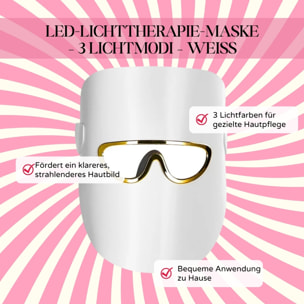 Máscara de terapia de luz LED con 3 modos de color – Blanco