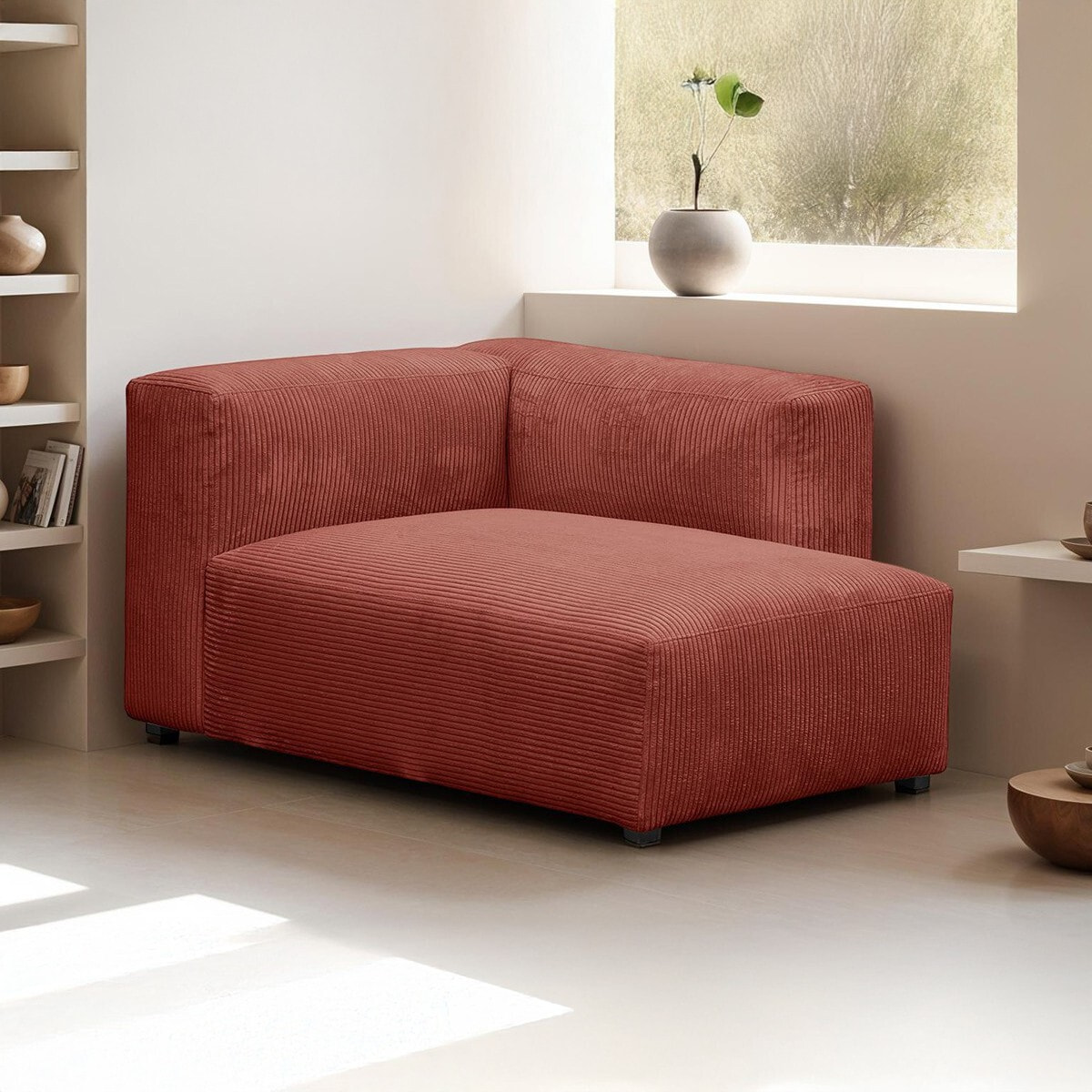 Méridienne d'angle à droite modulable en velours côtelé - MODULO