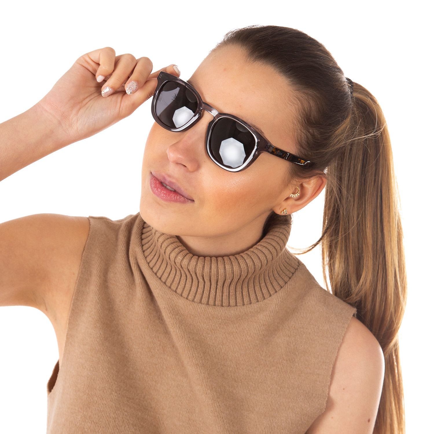 Gafas de sol OCEAN CASSIS - Azul oscuro / Gris transparente con patillas en carey y lente ahumada