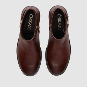 Botines de Piel Sintética - Marron - Tacón: 5 cm