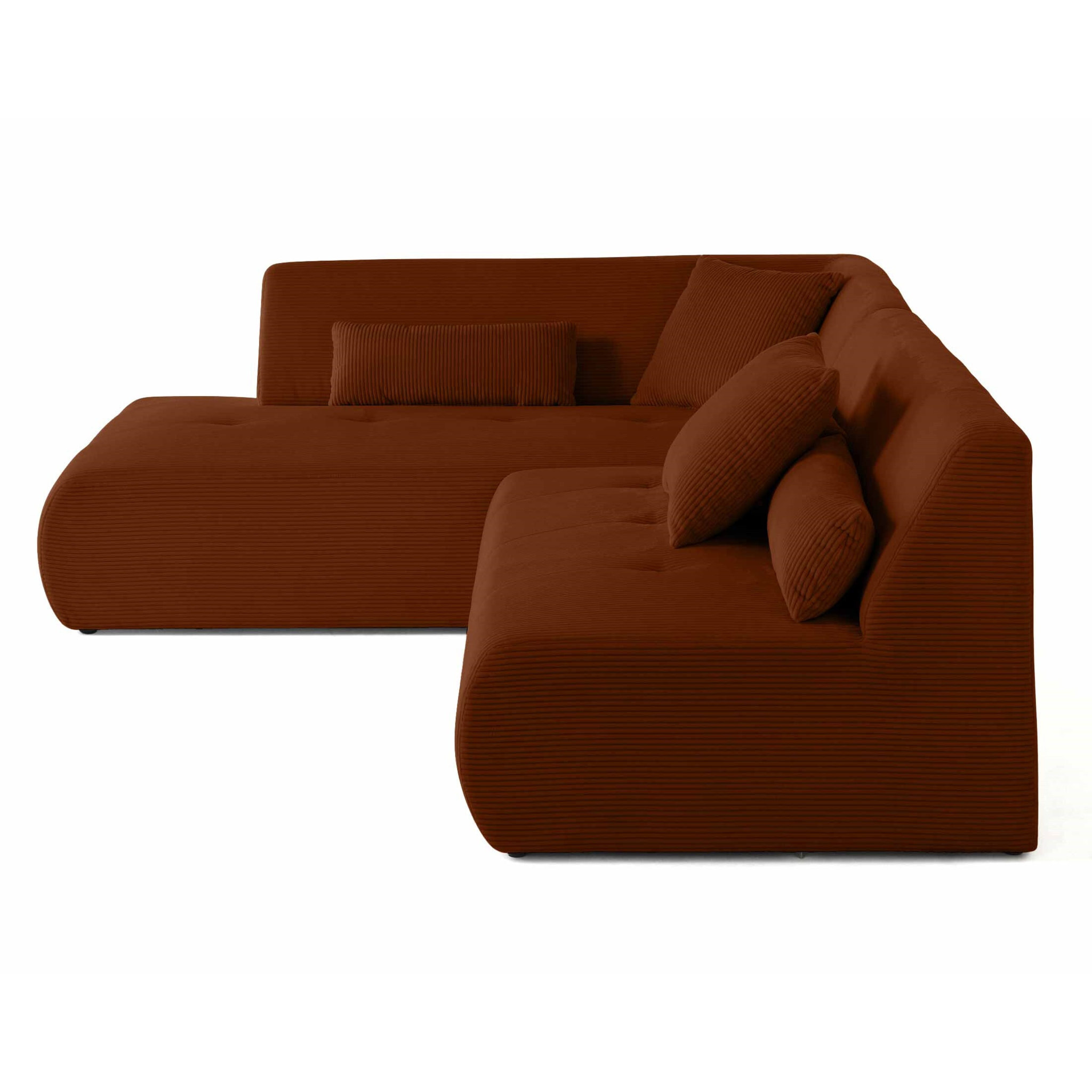 Onyx - canapé modulable d'angle gauche - 5 places - en velours côtelé - Terracotta