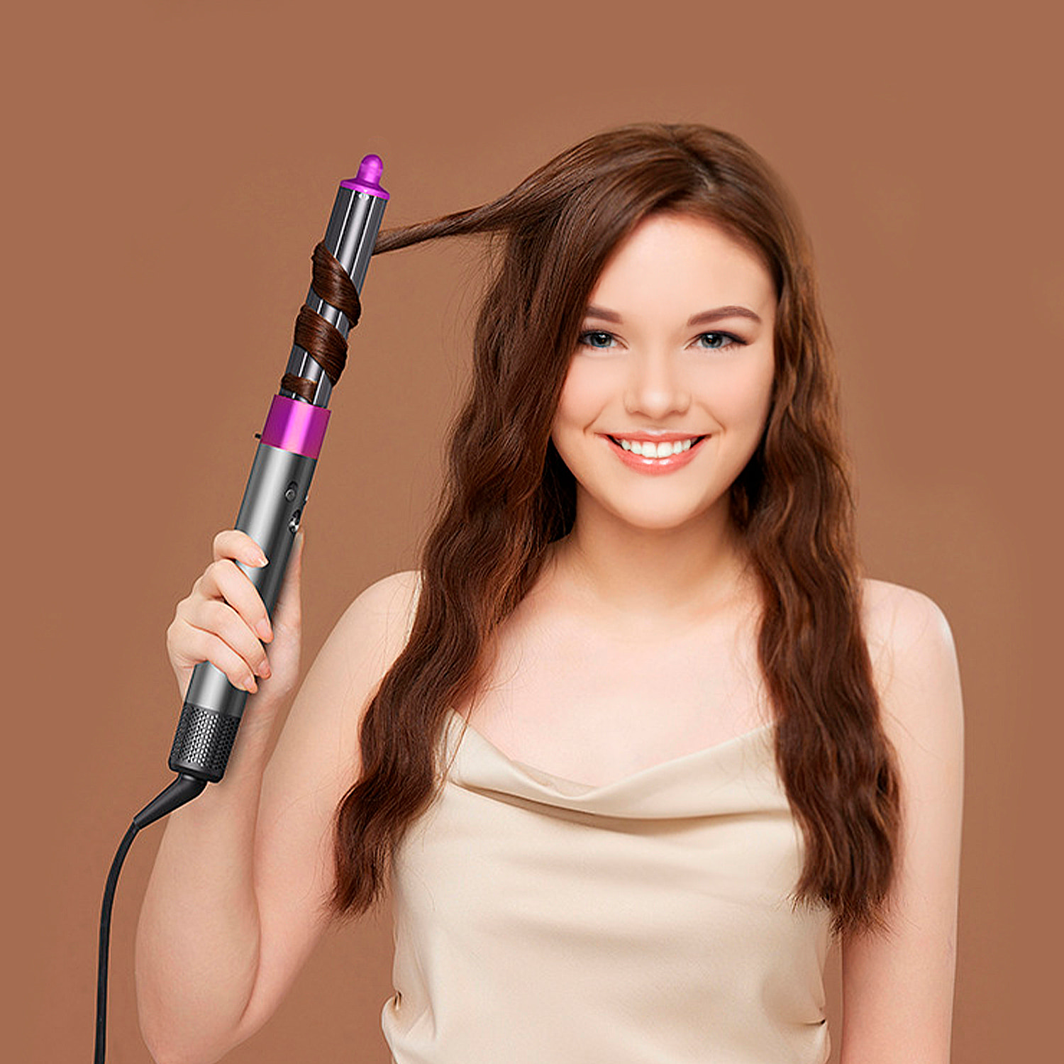 Spazzola ad aria calda professionale 6 in 1 con testine. Tecnologia Airflow con 3 livelli di velocità e 3 livelli di temperatura.