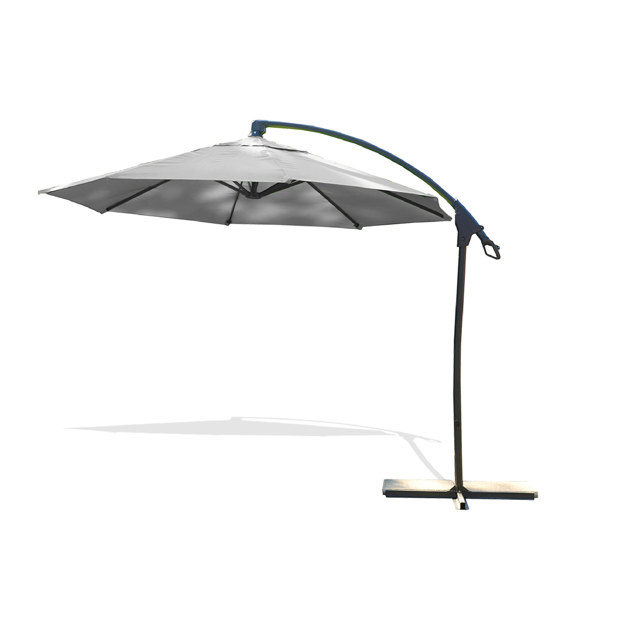 MALAGA - Parasol avec pied excentré en acier et toile grise