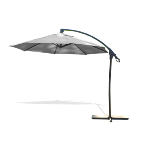 MALAGA - Parasol avec pied excentré en acier et toile grise