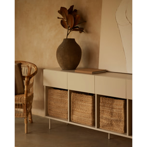 Buffet avec 4 tiroirs laqué en teinte sable de 176x40cm Hauteur: 75 Longueur: 176 Largeur: 40