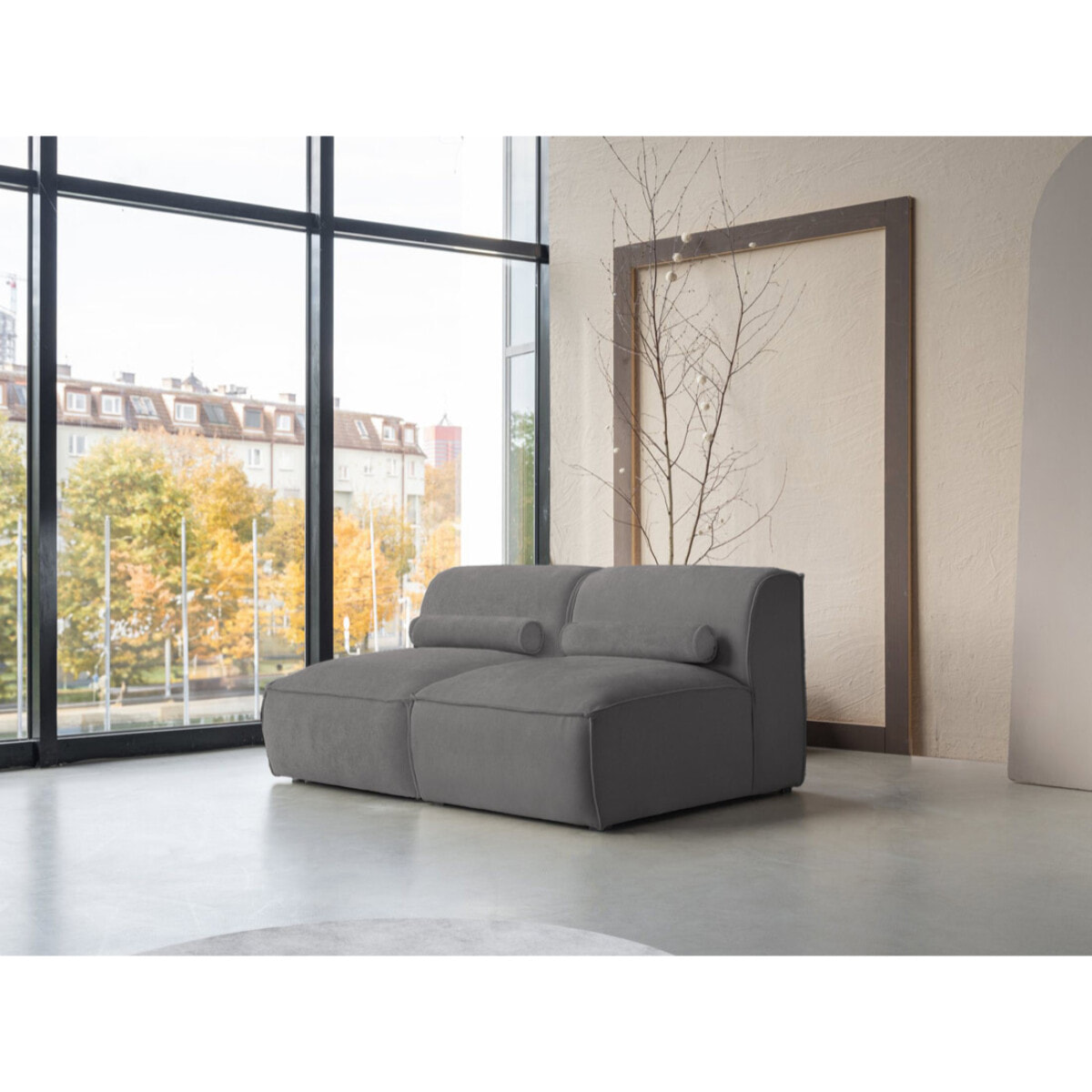 Felix - canapé modulable 2 places en tissu texturé - Gris foncé