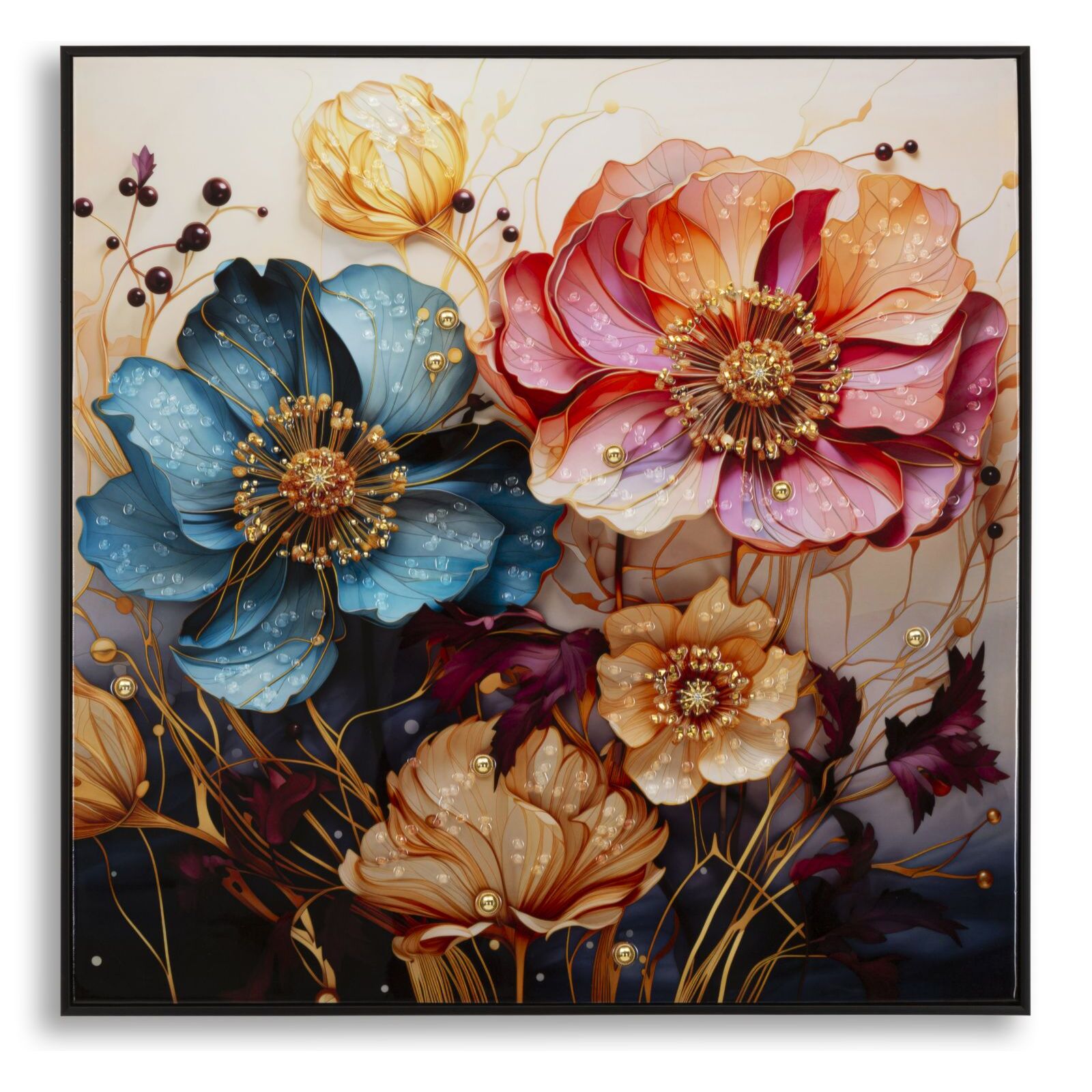 DIPINTO SU TELA LACCATO NARCY -A- C/CORNICE CM 82X4X82