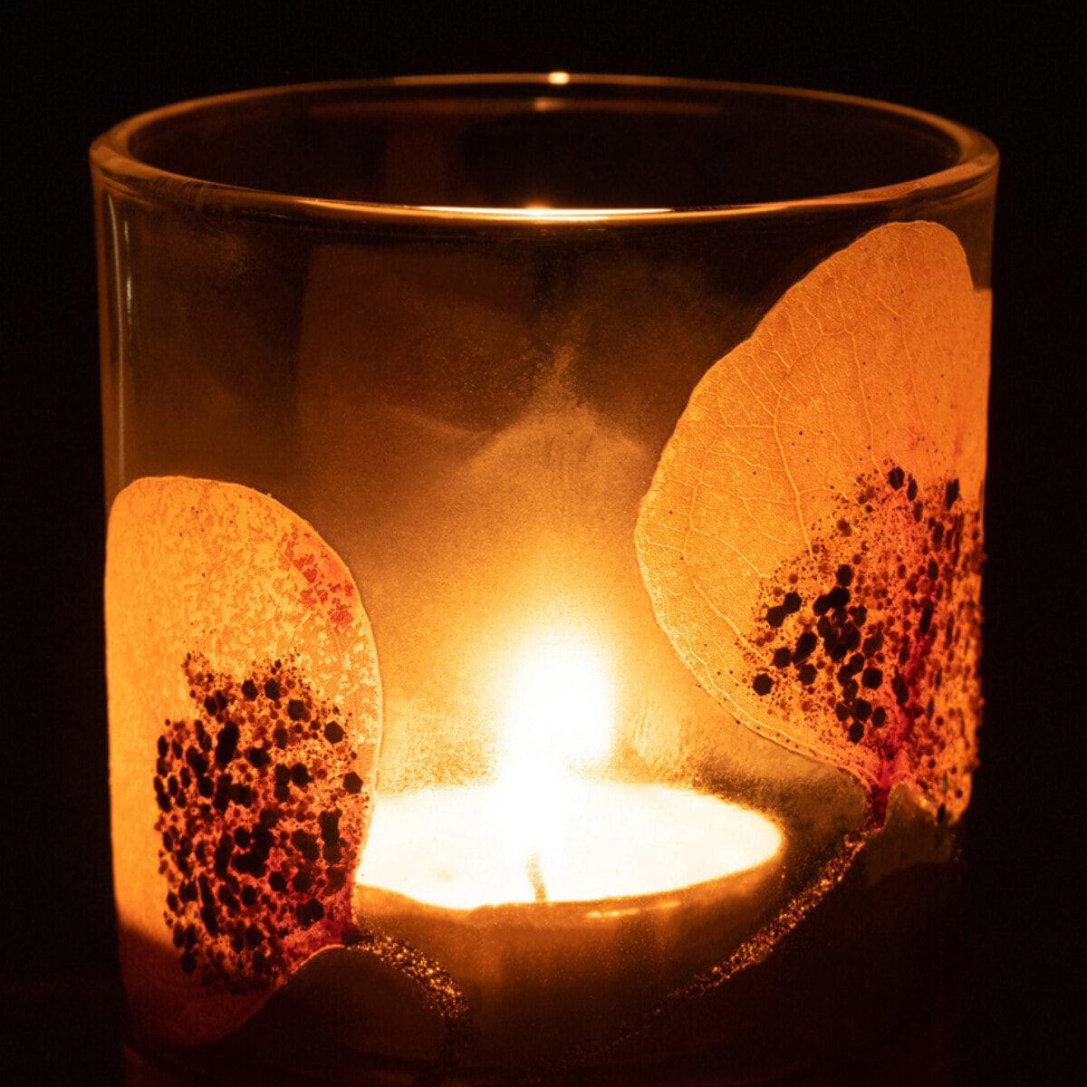 J-Line photophore Feuille Sechée - verre - ocre - small - 4 pcs