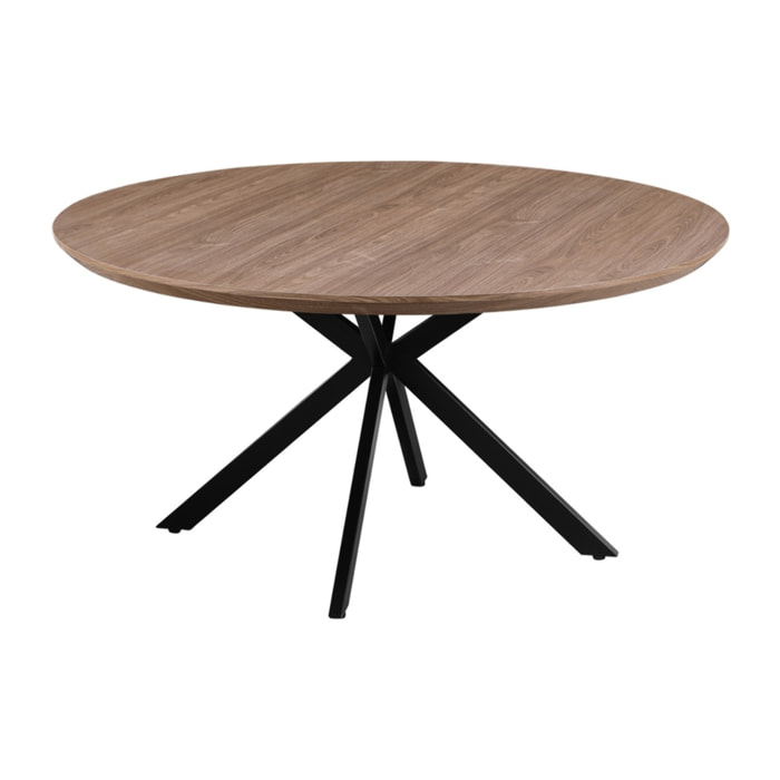 Tavolo tondo 120 cm top effetto marmo chiaro e gambe nere - Gabry