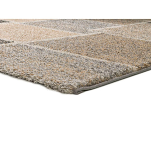 IRATI Alfombra geométrica de pelo largo beige, varias medidas disponibles.