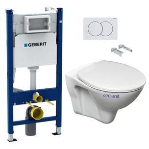 Pack WC Bati-support Geberit Duofix + WC suspendu jIka Neo + Abattant + Plaque blanche (S-LineProGeb3)
