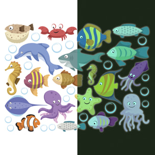 Sticker phosphorescent lumineux - ANIMAUX MARINS