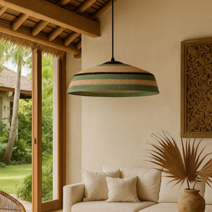 Suspension en jonc de mer naturel et vert TRINIDAD