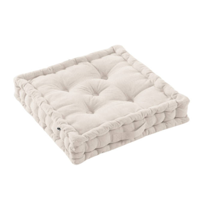 Coussin de sol 50 x 50 cm capitonné et matelassé en coton - KALA