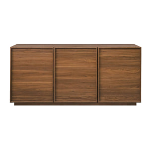 Buffet effet bois 3 portes noyer L 160 x P 43 x H 75cm - Kuba