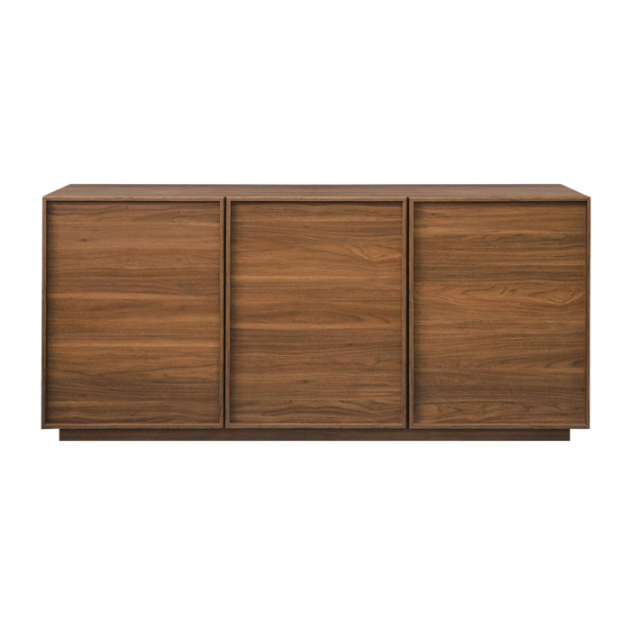 Buffet effet bois 3 portes noyer L 160 x P 43 x H 75cm - Kuba