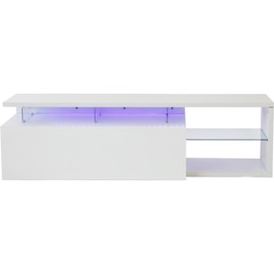 Meuble TV LED laqué "Penny" - 150 x 41 x 38 cm - Blanc