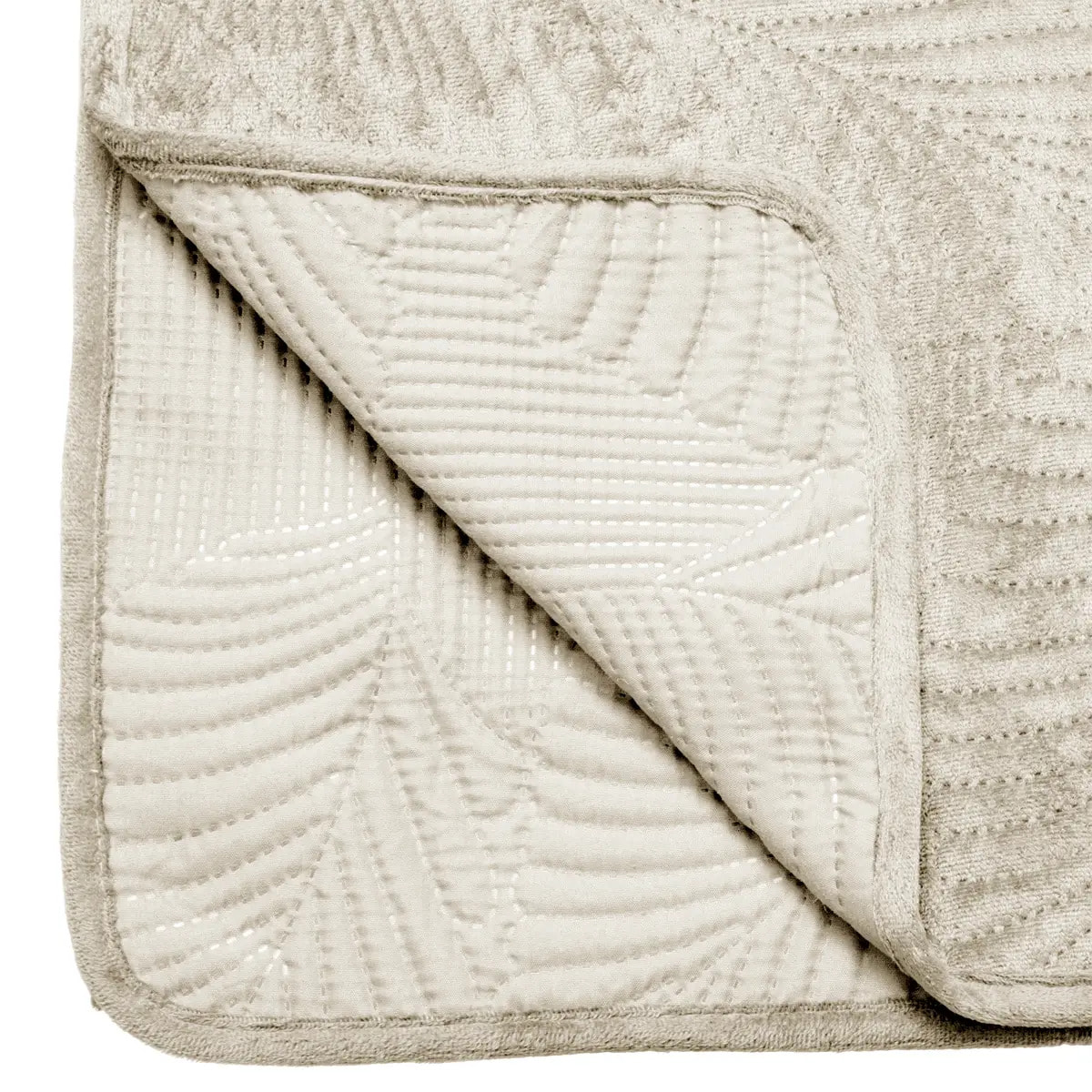 Dessus de lit "Feuille" - velours - ivoire 240x260 cm