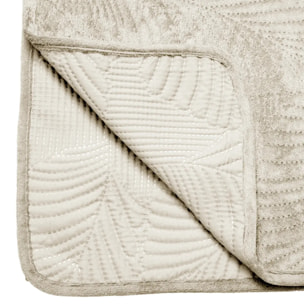 Dessus de lit "Feuille" - velours - ivoire 240x260 cm