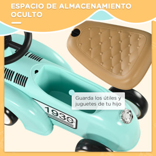 Correpasillos para Bebés de 12 a 36 Meses Coche sin Pedales con Bocina Compartimento de Almacenaje y Volante para Interior y Exterior 58x27x35 cm Verde Mint