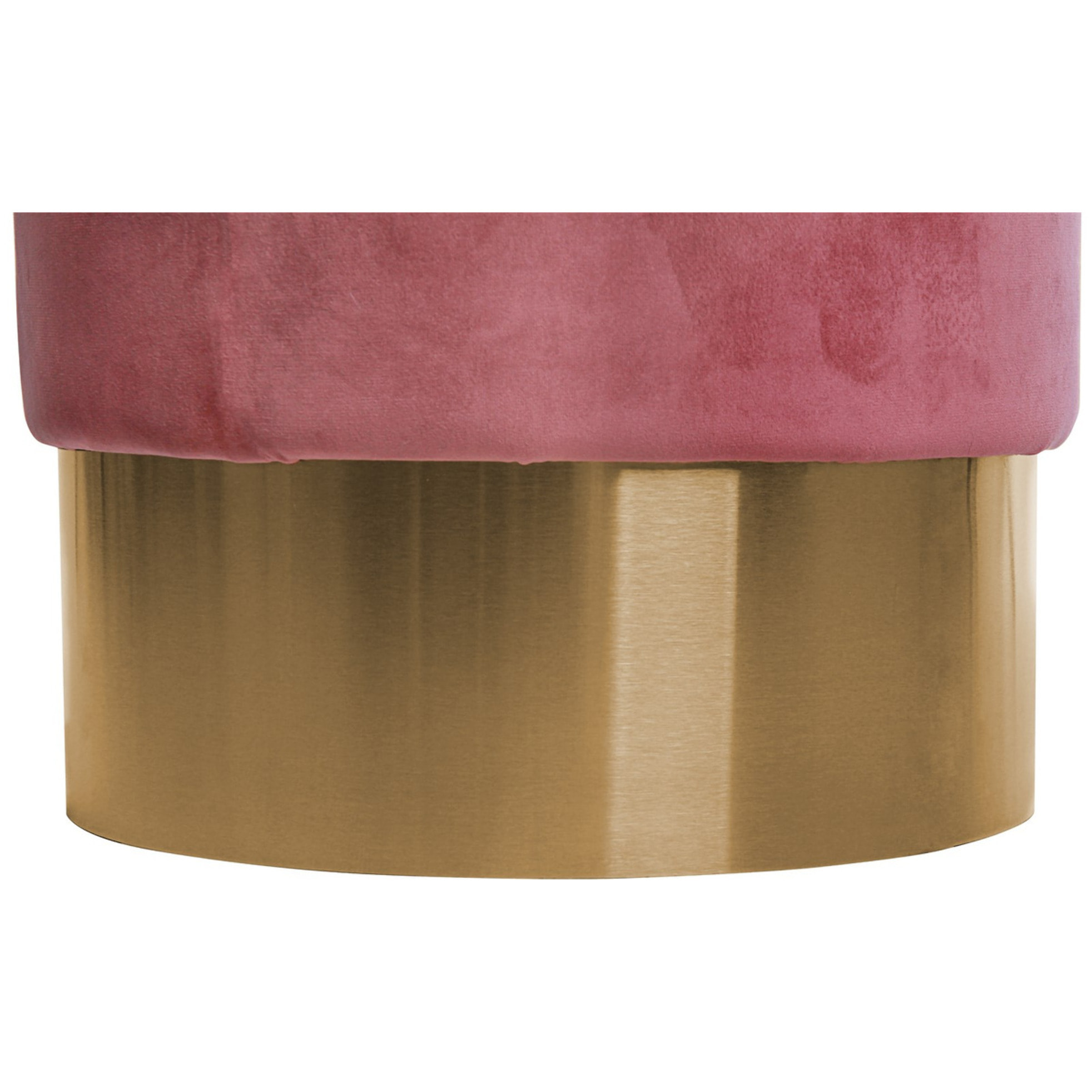 Pouf contenitore Nano in velluto rosa antico con base dorata