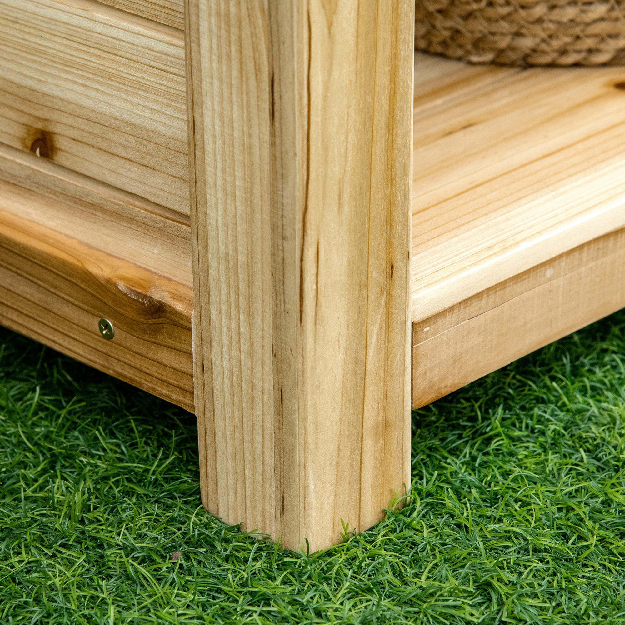 Table de rempotage - table de jardinage avec 2 étagères plan de travail métal galvanisé avec rebord - 4 crochets - table de plantation bois sapin pré-huilé