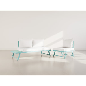 Isadora - salon de jardin 3 places - modulable - vert avec coussins beiges - Vert / Beige