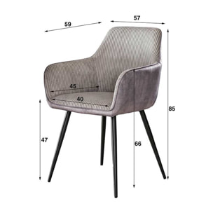 Lormi - lot de 2 fauteuils - en velours côtelé et velours - taupe - Taupe