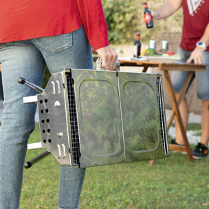 Pack Barbecue Pieghevole in Acciaio Inossidabile a Carbone e Accendino Elettrico Ricaricabile e Flessibile InnovaGoods
