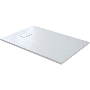 Piatto Doccia Spessore 2.6 Cm Resina SMC Effetto Pietra Stone Ardesia Antiscivolo Riducibile Filopavimento Con Griglia Di Copertura Bianco 90x180 Cm