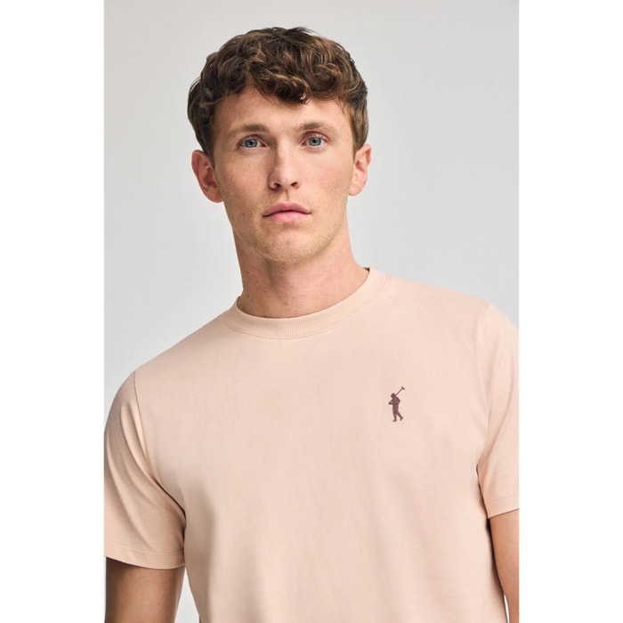 Camiseta color maquillaje de cuello redondo y Big Rigby Go engomado