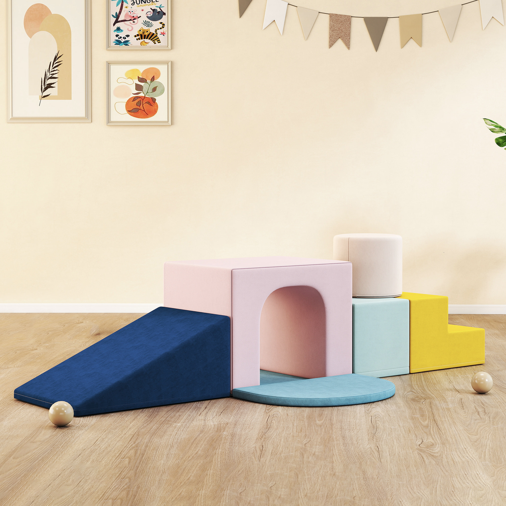 8 blocs de construction en mousse XXL revêtement tissu déhoussable - modules de motricité - multicolore