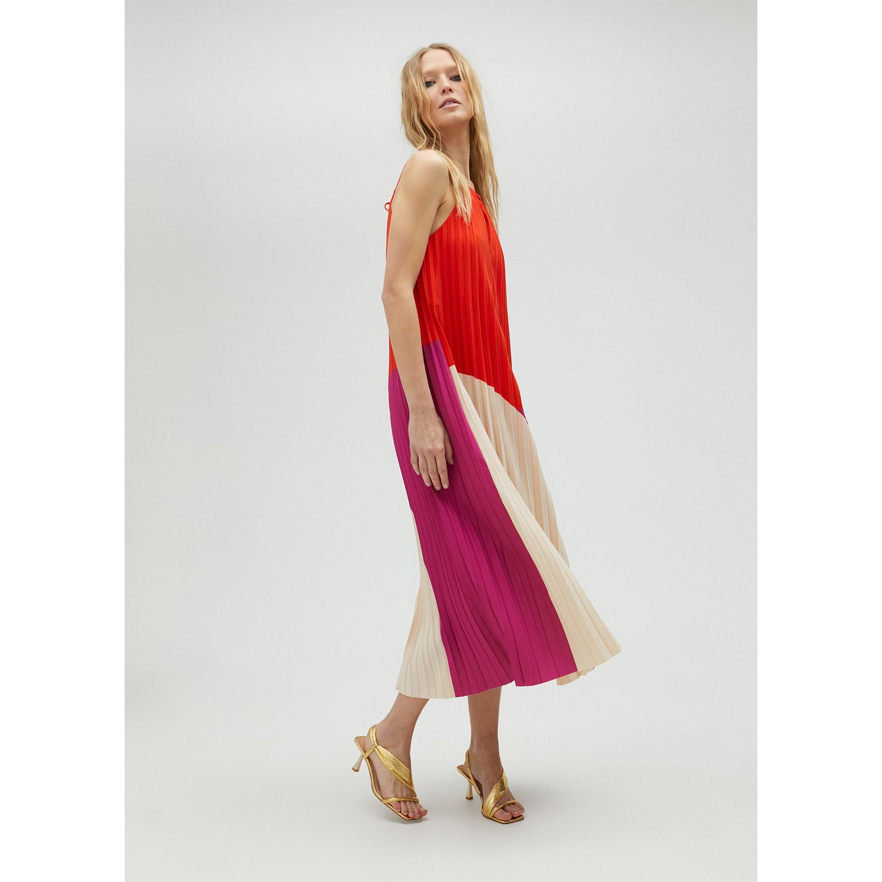 Vestito plissettato tricolore