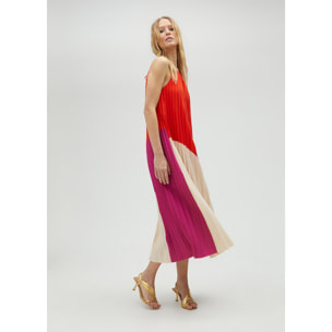 Vestito plissettato tricolore