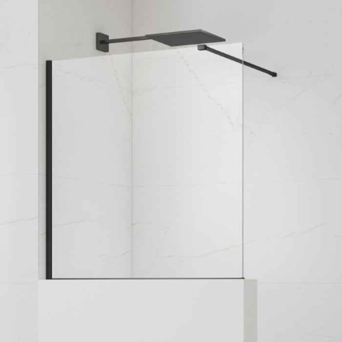 Walk-in 110x100 cm paroi de douche fixe à l'italienne + set d'installation + bras de montage 120 cm, noir (SATBWIS110PRC)