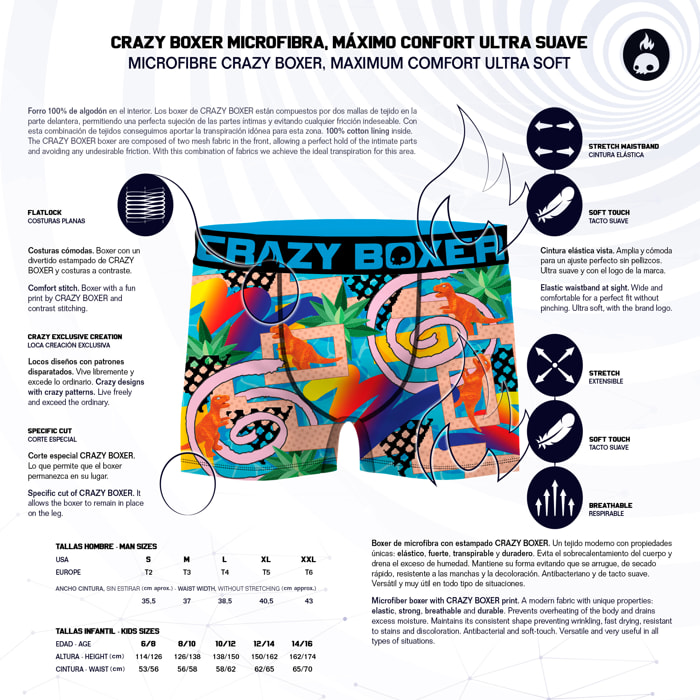 Calzoncillos Crazy Boxer en varios colores para hombre