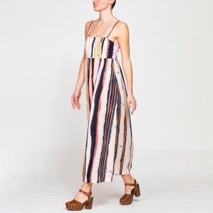 ABITO MIDI A STILE IMPERO IN LINO COTONE