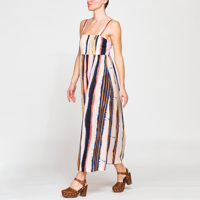 ABITO MIDI A STILE IMPERO IN LINO COTONE