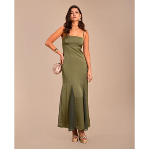 Vestido midi de corte imperio con tirantes