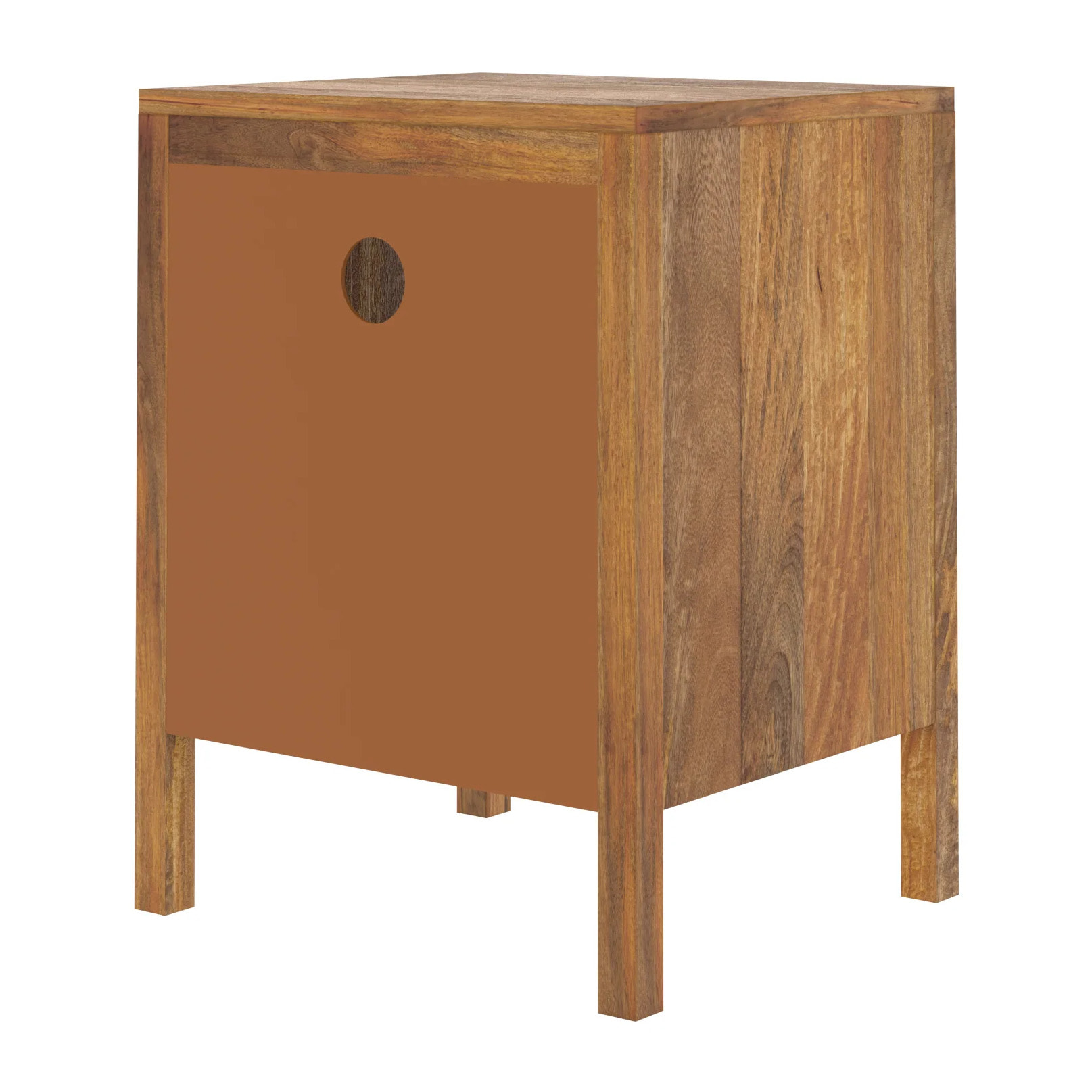 Table de chevet en cannage et bois, 1 tiroir et 1 niche - Tiki