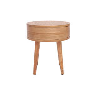 Table de chevet ronde en bois clair avec tiroir D45 cm JUDITH