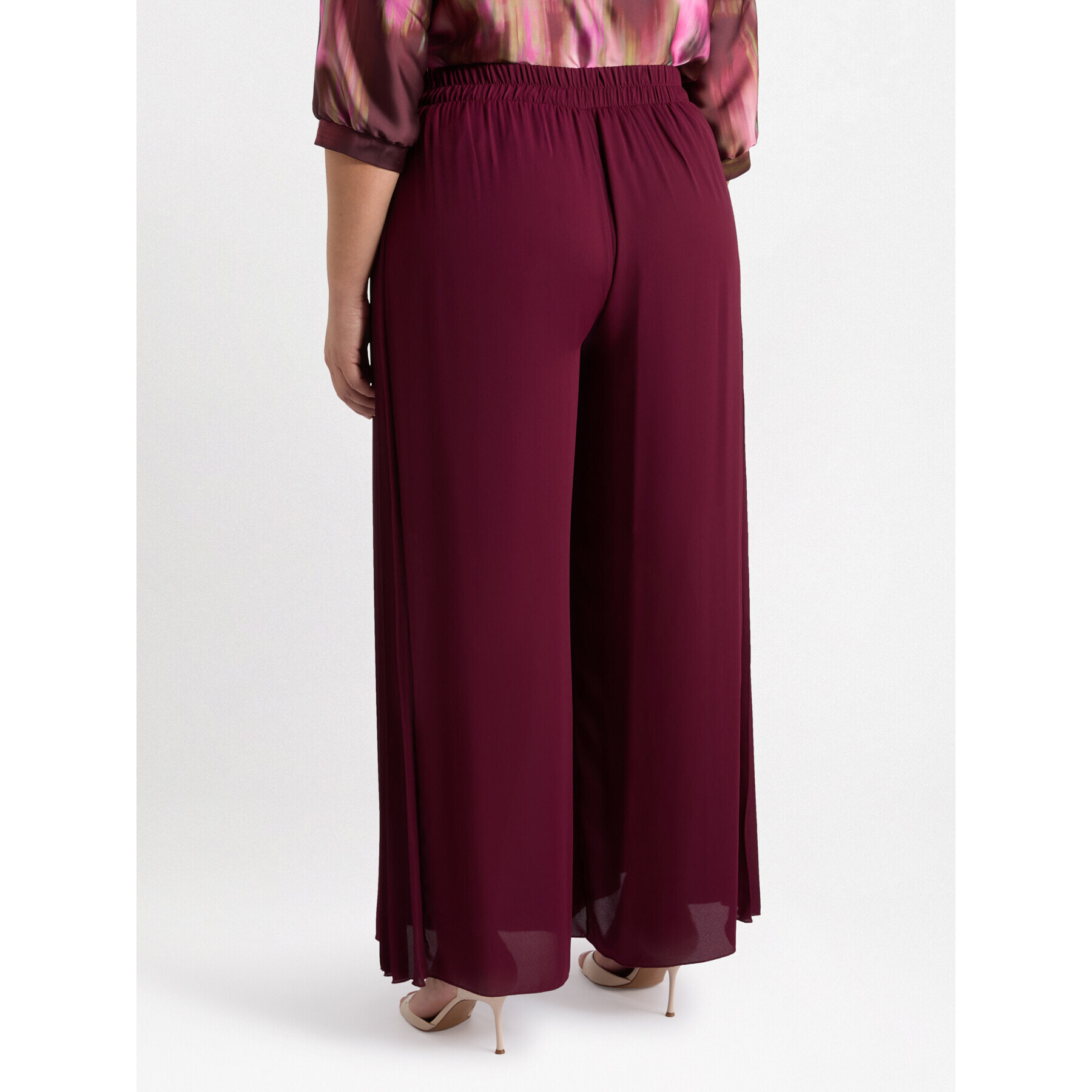 Fiorella Rubino - Pantalones modelo palazzo con plisado lateral - Burgundy