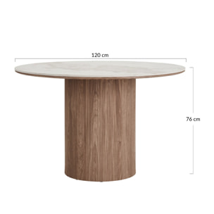 Lysa - table à manger plateau effet marbre et pieds effets bois - 4 personnes - Bois / Blanc
