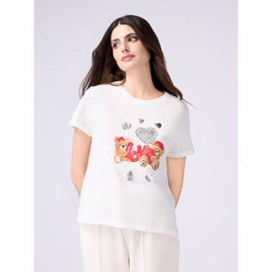Oltre - Camiseta con estampado y aplicaciones - Blanco