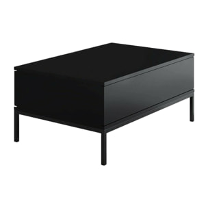 Tavolino da salotto Vespero, Tavolo basso da caffè, Portariviste per divano, Ripiano da soggiorno, 90x60h40 cm, Nero