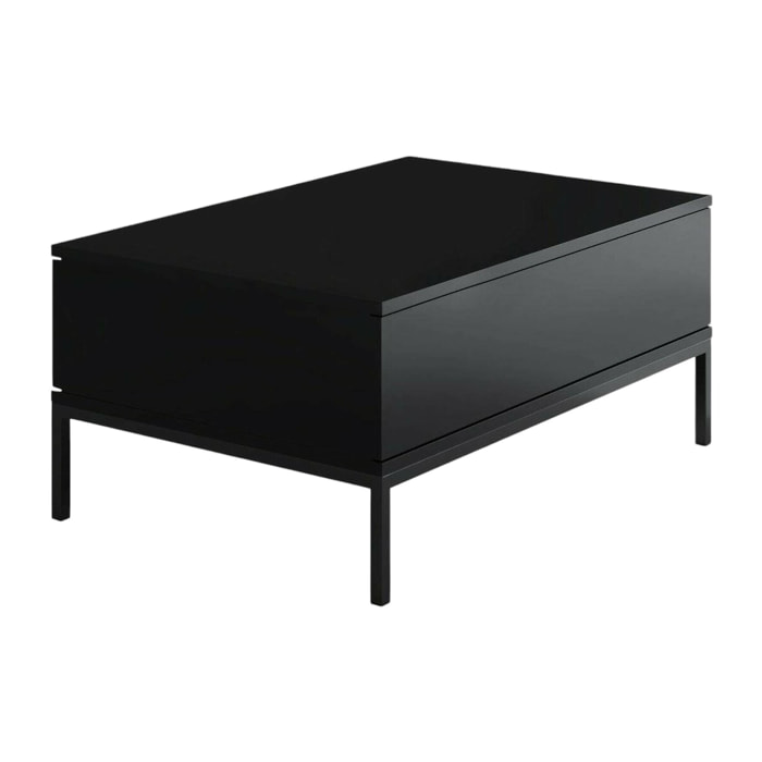 Tavolino da salotto Vespero, Tavolo basso da caffè, Portariviste per divano, Ripiano da soggiorno, 90x60h40 cm, Nero