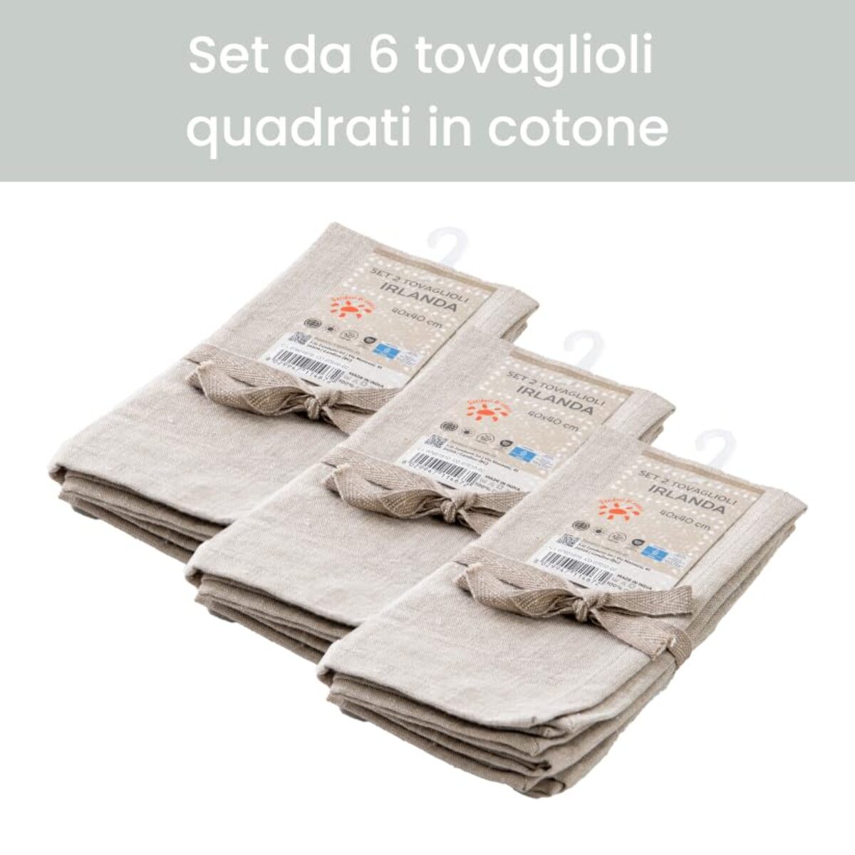 Intrecci – Set 6 tovaglioli in puro cotone 40x40 cm