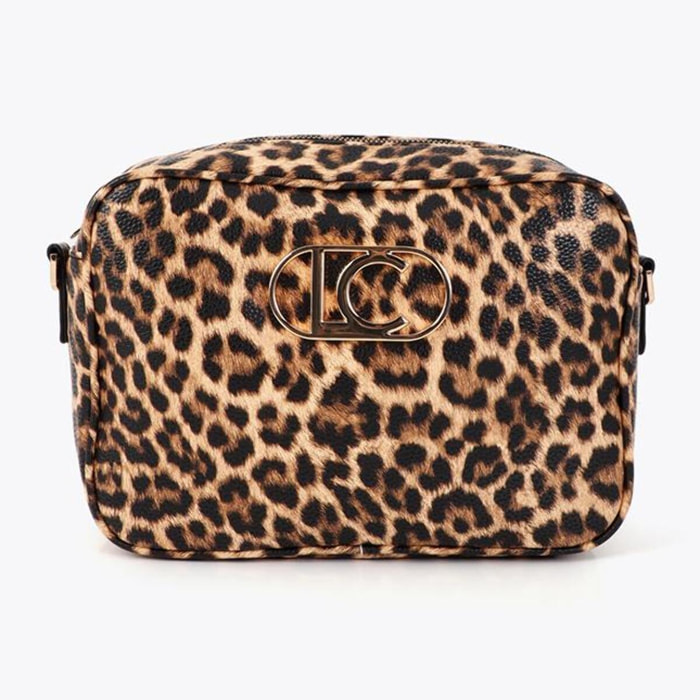 Borsa a tracolla basic con stampa leopardata