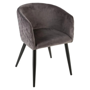 Fauteuil "Marlo" velours gris ardoise